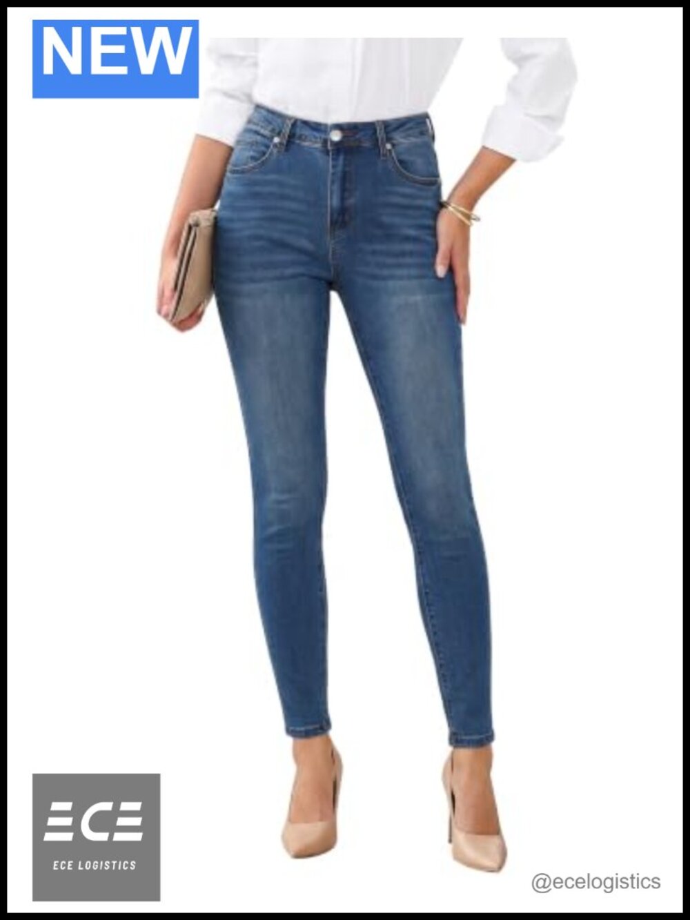 High Rise Skinny Jeans Stretchy Slimming Denim Pants for Women